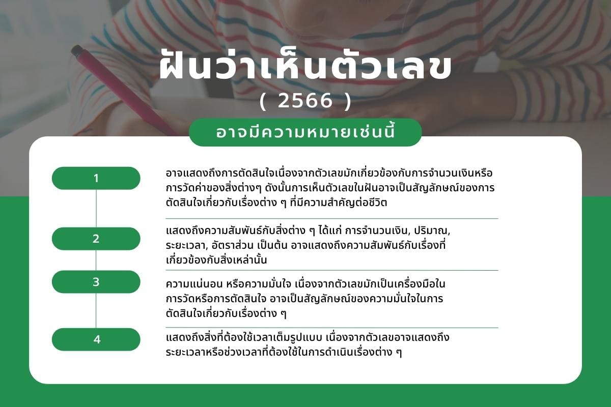 ฝันว่าเขียนเลข (Dreamed of writing numbers) ฝันเขียนเลขฝันเข 5 ฝันว่าเห็นตัวเลข