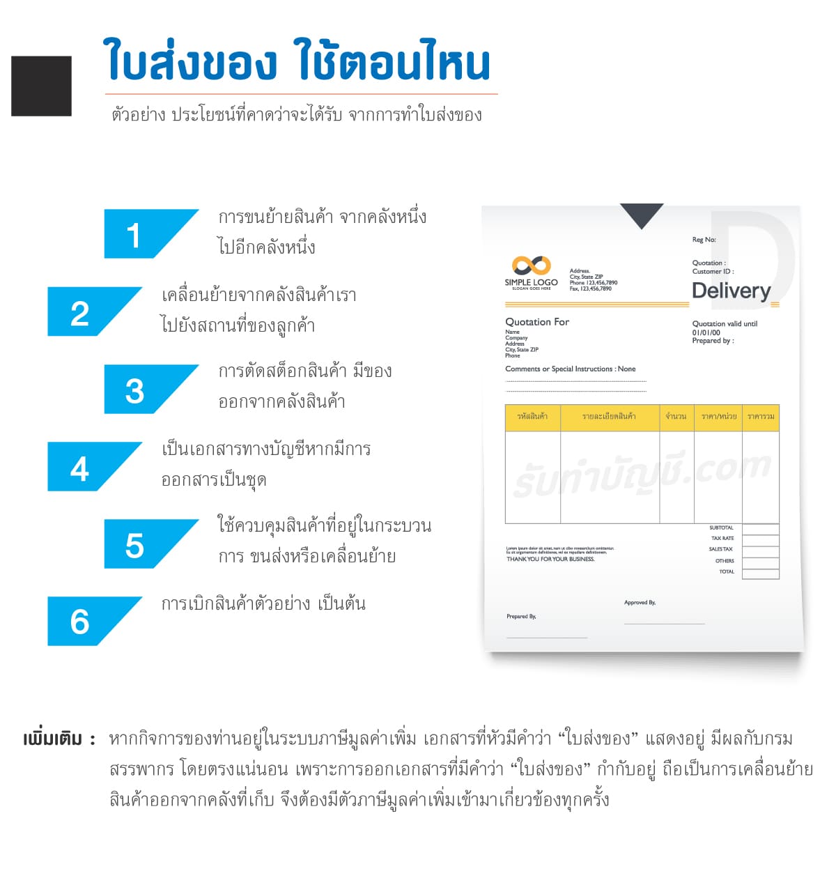 ใบส่งของ (Delivery note) ใบส่งของใบส่งของหรือใบส่งเอกสารส่งข 4 ใบส่งของใช้ตอนไหน