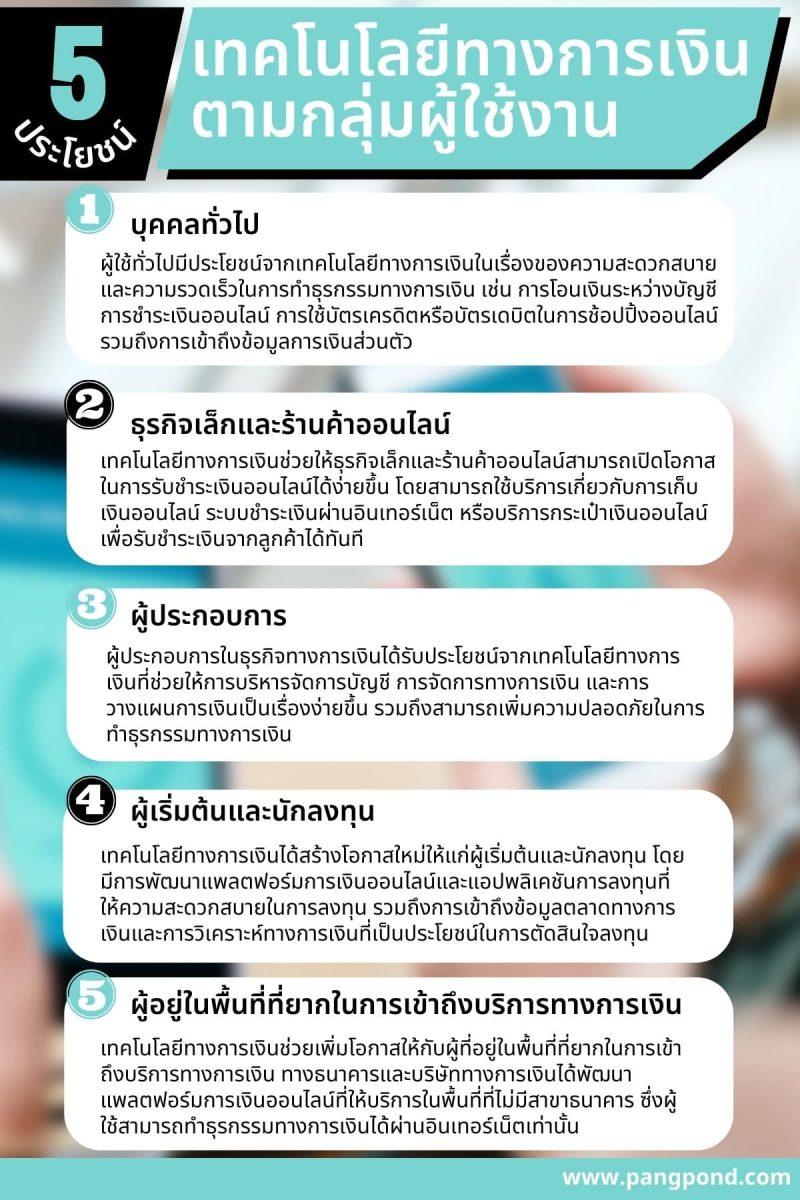 ประโยชน์ของเทคโนโลยีการเงินมีอะไรบ้างทำได้อย่างเจ๋ง 6 ประโยชน์? 3 5 %E0%B9%80%E0%B8%97%E0%B8%84%E0%B9%82%E0%B8%99%E0%B9%82%E0%B8%A5%E0%B8%A2%E0%B8%B5%E0%B8%97%E0%B8%B2%E0%B8%87%E0%B8%81%E0%B8%B2%E0%B8%A3%E0%B9%80%E0%B8%87%E0%B8%B4%E0%B8%99 %E0%B8%95%E0%B8%B2%E0%B8%A1%E0%B8%81%E0%B8%A5%E0%B8%B8%E0%B9%88%E0%B8%A1%E0%B8%9C%E0%B8%B9%E0%B9%89%E0%B9%83%E0%B8%8A%E0%B9%89%E0%B8%87%E0%B8%B2%E0%B8%99