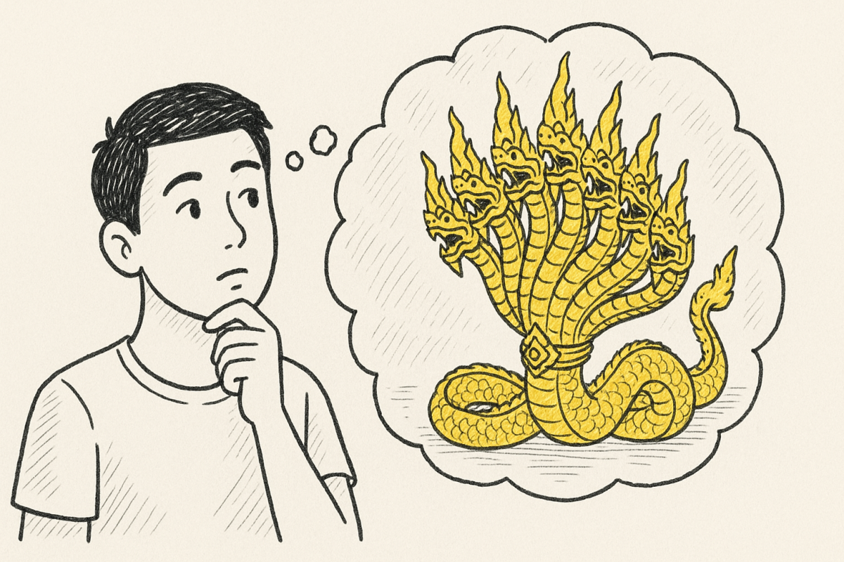 ฝัน เห็น พญานาค สี ทอง 7 เศียร (Dream of seeing a golden ser