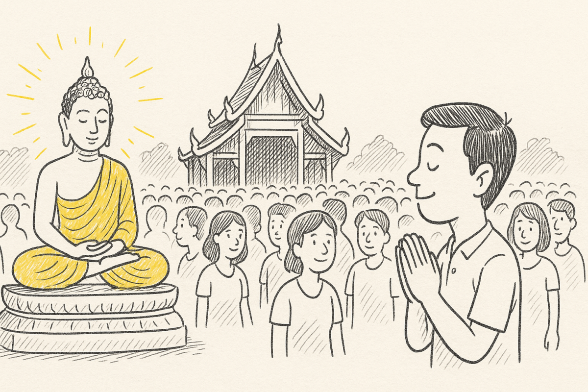 ฝัน ว่า ไป วัด คน เยอะ มาก (Dreamed of going to a temple and ther