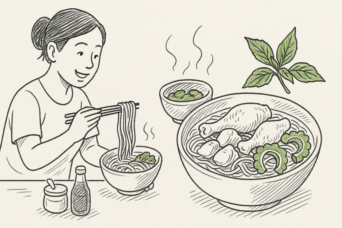 สูตร ก๋ ว ย เตียว ไก่ มะระ (Bitter melon chicken noodle reci