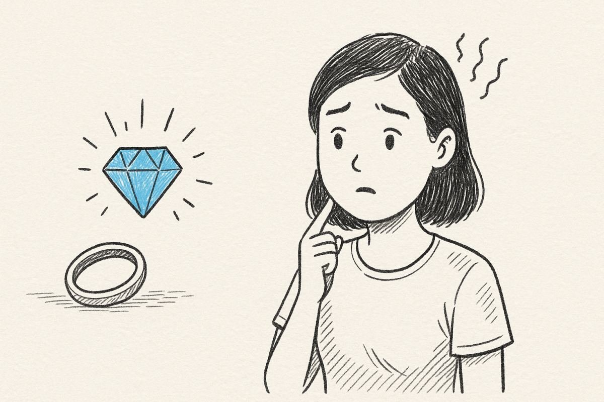 เพชรหลุดจากแหวน ฝัน (Diamond falls out of ring dream) เพชรหล