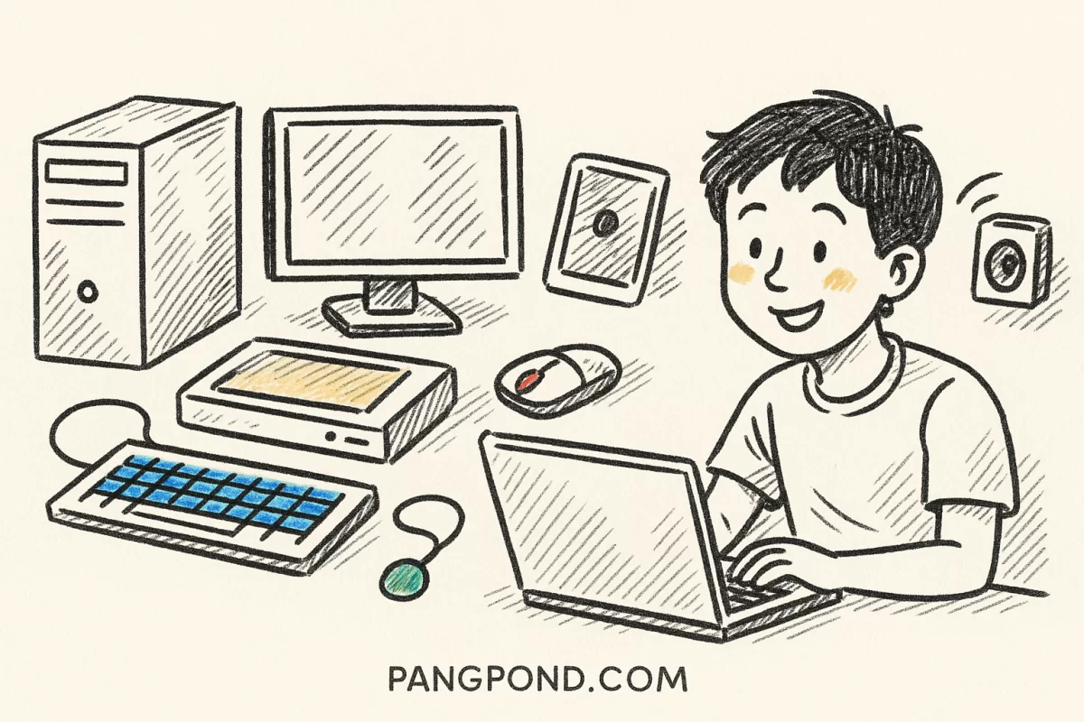 อุปกรณ์คอมพิวเตอร์และหน้าที่ 9 กลายในด้านการทำงานการเรียนครบ