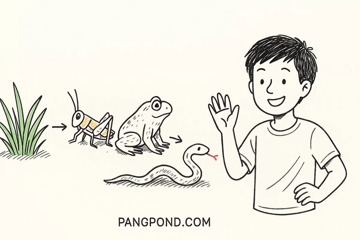 ห่วงโซ่อาหาร 4 ห่วงโซ่ในองค์ประกอบสำคัญ ของระบบนิเวศแสดงการ?