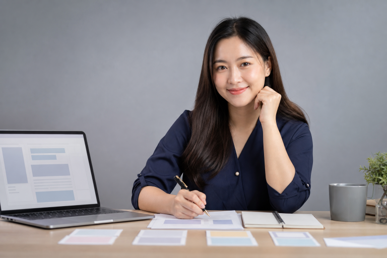 ภาพผู้หญิงเขียนบทความสำหรับบทความ ตัวอย่างการเขียนบทความ