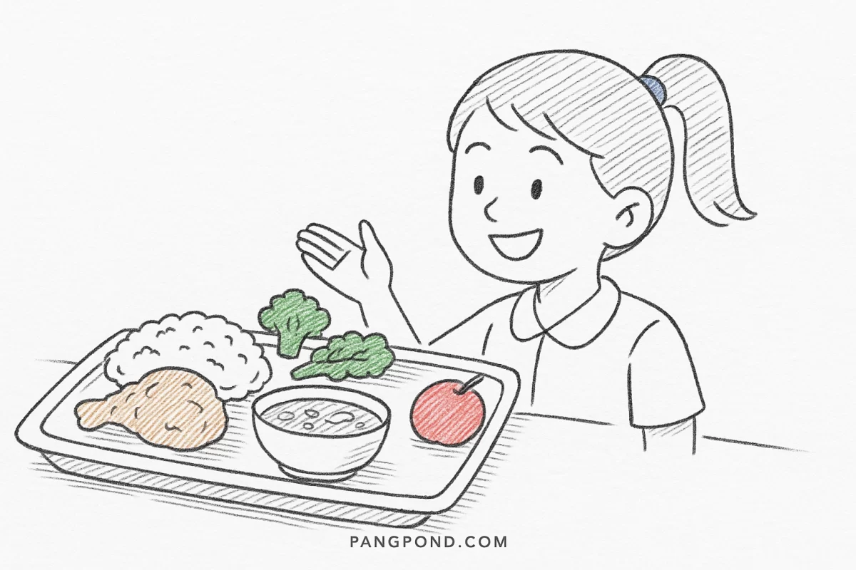 ตัวอย่างเมนูอาหาร School Lunch 9 โดยตรง พัฒนาทางร่างกายสมอง?