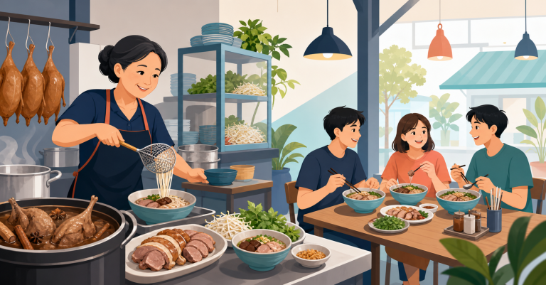 ก๋วยเตี๋ยวเป็ดป้าวิไล ภาพประกอบเวกเตอร์