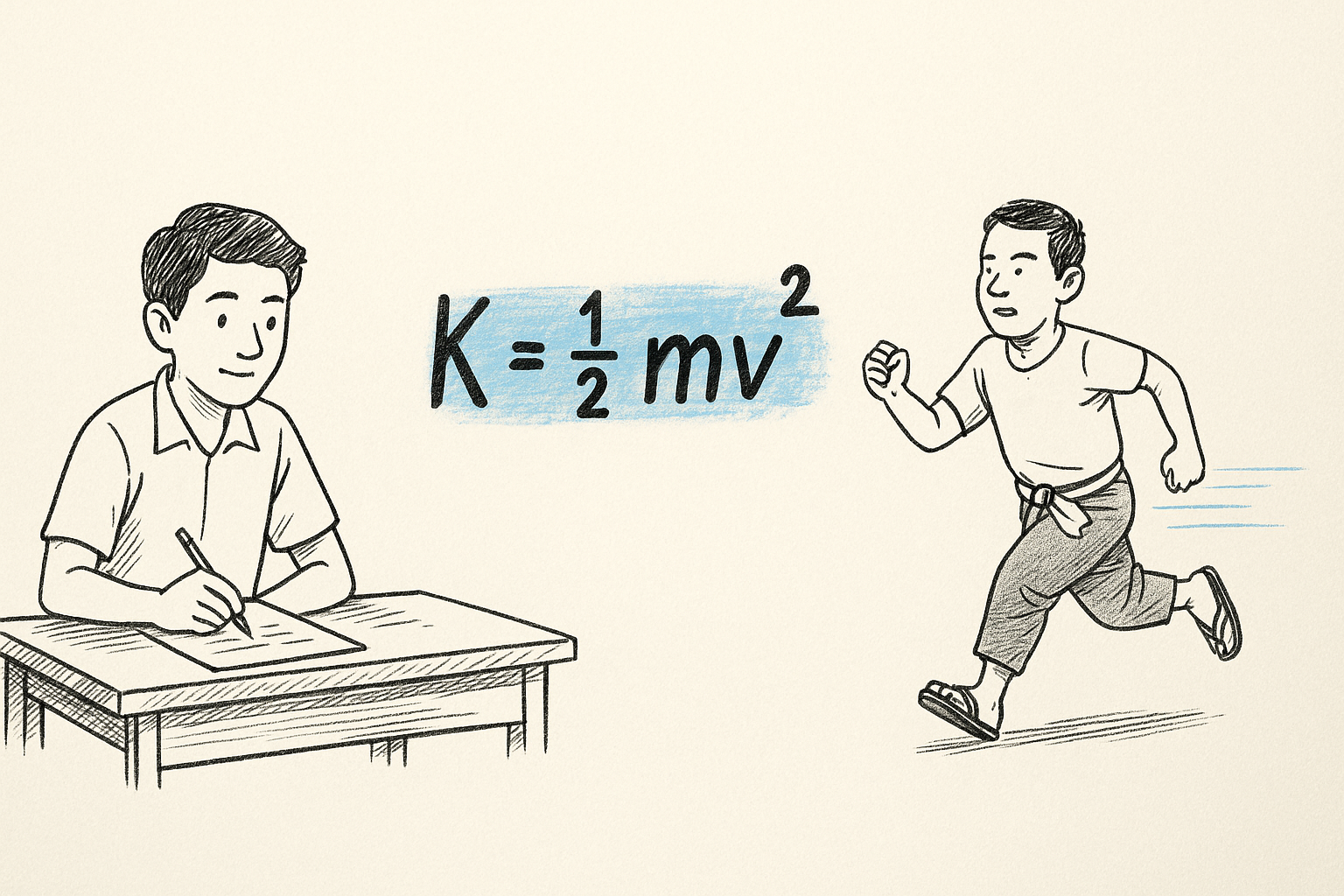 พลังงานจลน์ สูตรและการนำไปใช้ในวิทยาศาสตร์และชีวิตประจำวัน ฉ