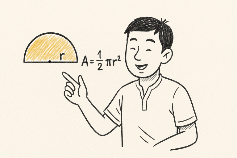 วิธีการหาพื้นที่ของครึ่งวงกลมพร้อมสูตรคำนวณที่ถูกต้อง ฉบับเข