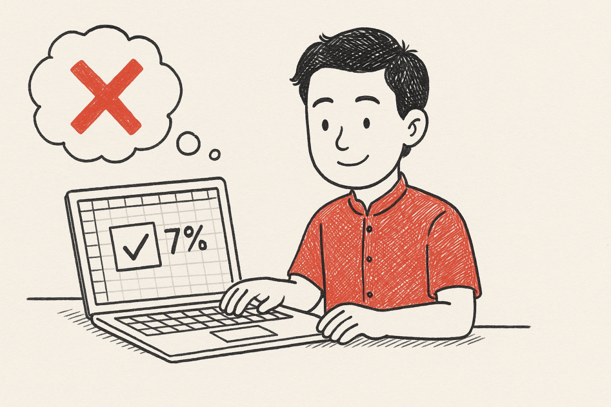 วิธีการใช้สูตร Excel สำหรับคำนวณภาษี 7% อย่างถูกต้อง ฉบับเข้