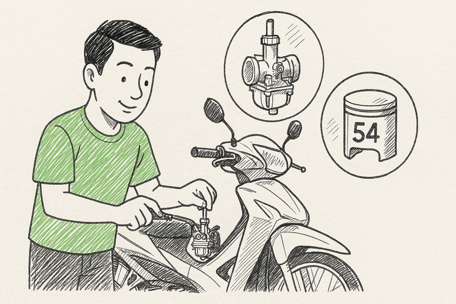 สูตรการไล่คาบูเรเตอร์ เอ็นโปร สำหรับเวฟ125 ลูก 54 ฉบับเข้าใจ